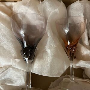 Vintage Elegant Two-Tone Wine Glasses Set